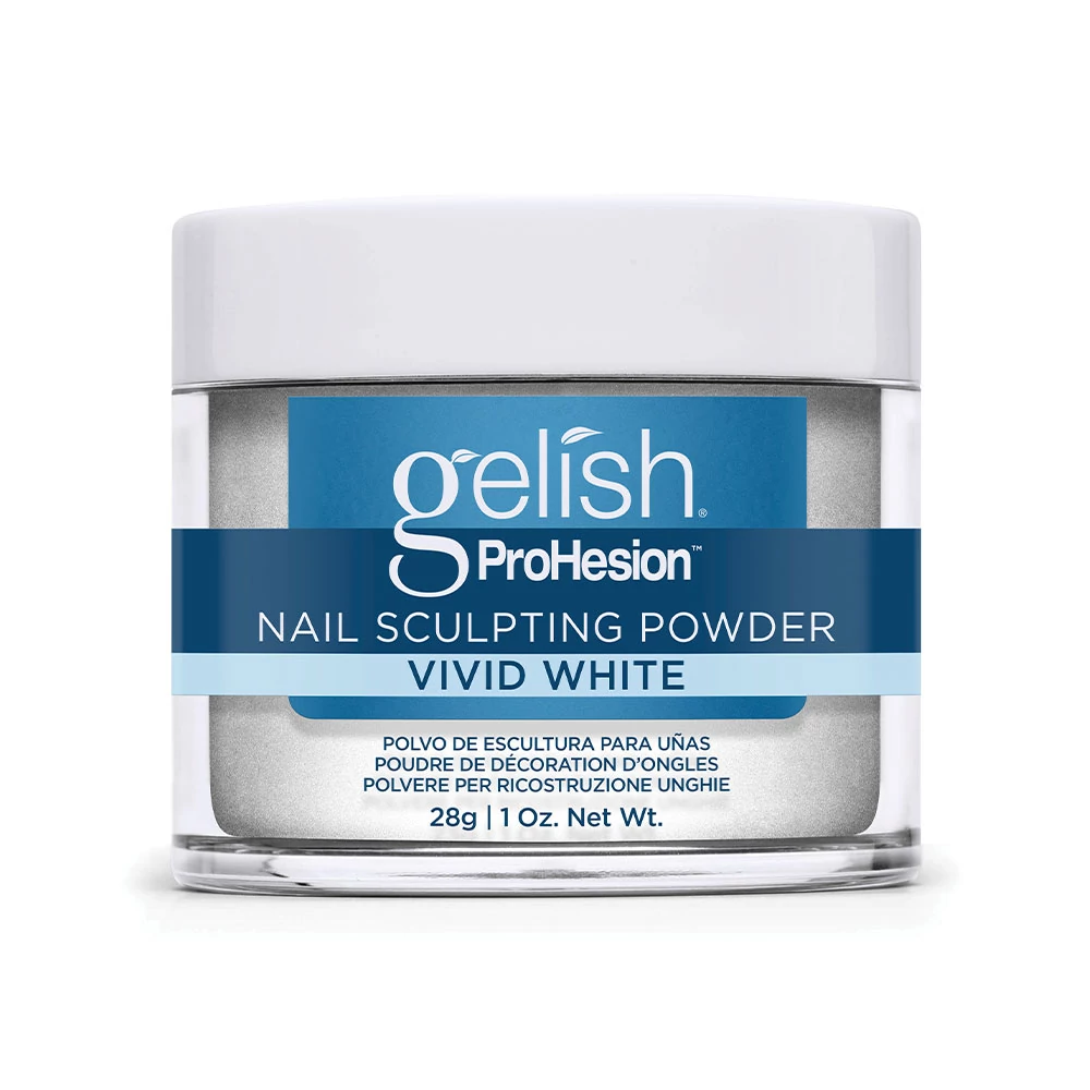 Gelish ProHesion por-folyadék műkörömépítő por Vivid White fedő fehér 28 g