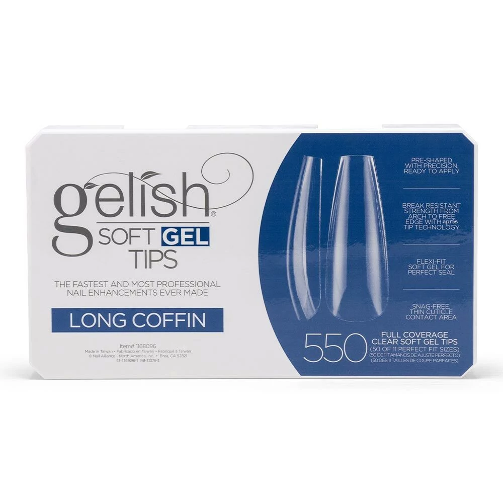 Gelish Soft Gel Long Coffin tip (550 db)
