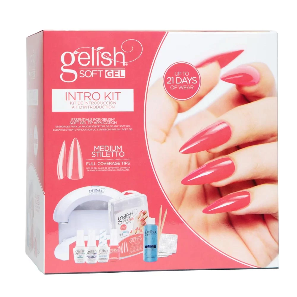 Gelish Soft Gel Medium Stiletto Kit kezdőszett LED lámpával